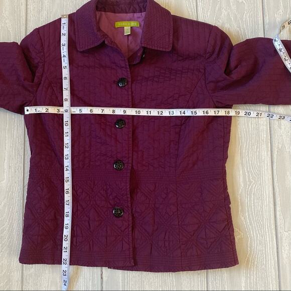 Sigrid Olsen Women's Eggplant Purple Quilted Button Front Jacket Size Medium - Picture 8 of 8